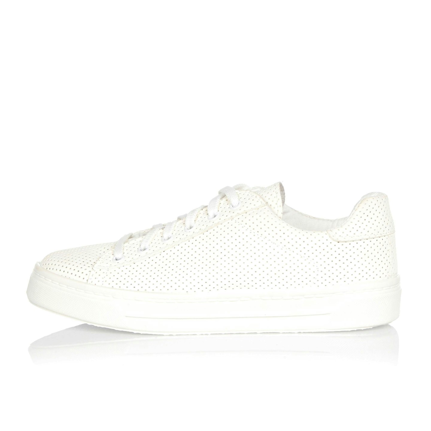 White Perforated Lace-Up Plimsolls, £24