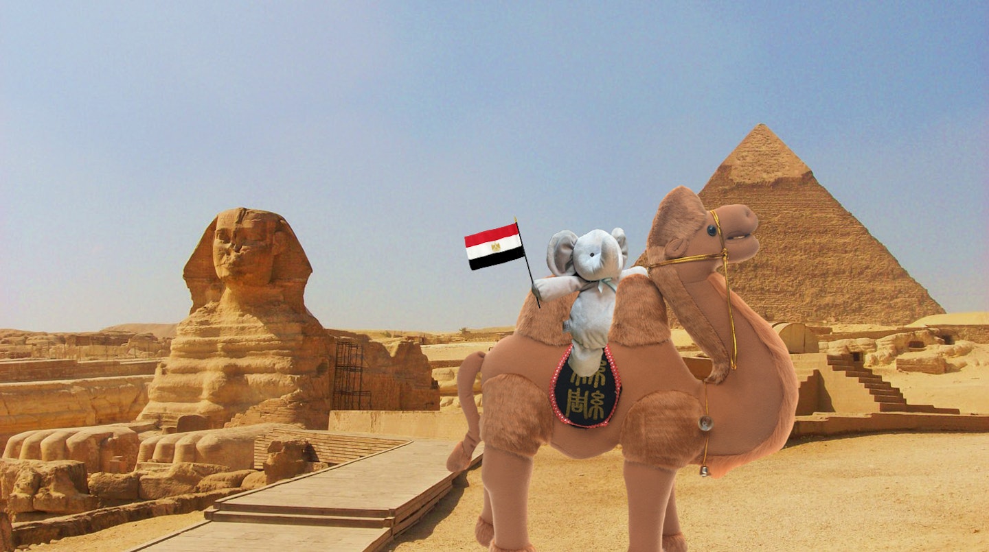 Photoshop elephant toy visits Egypt