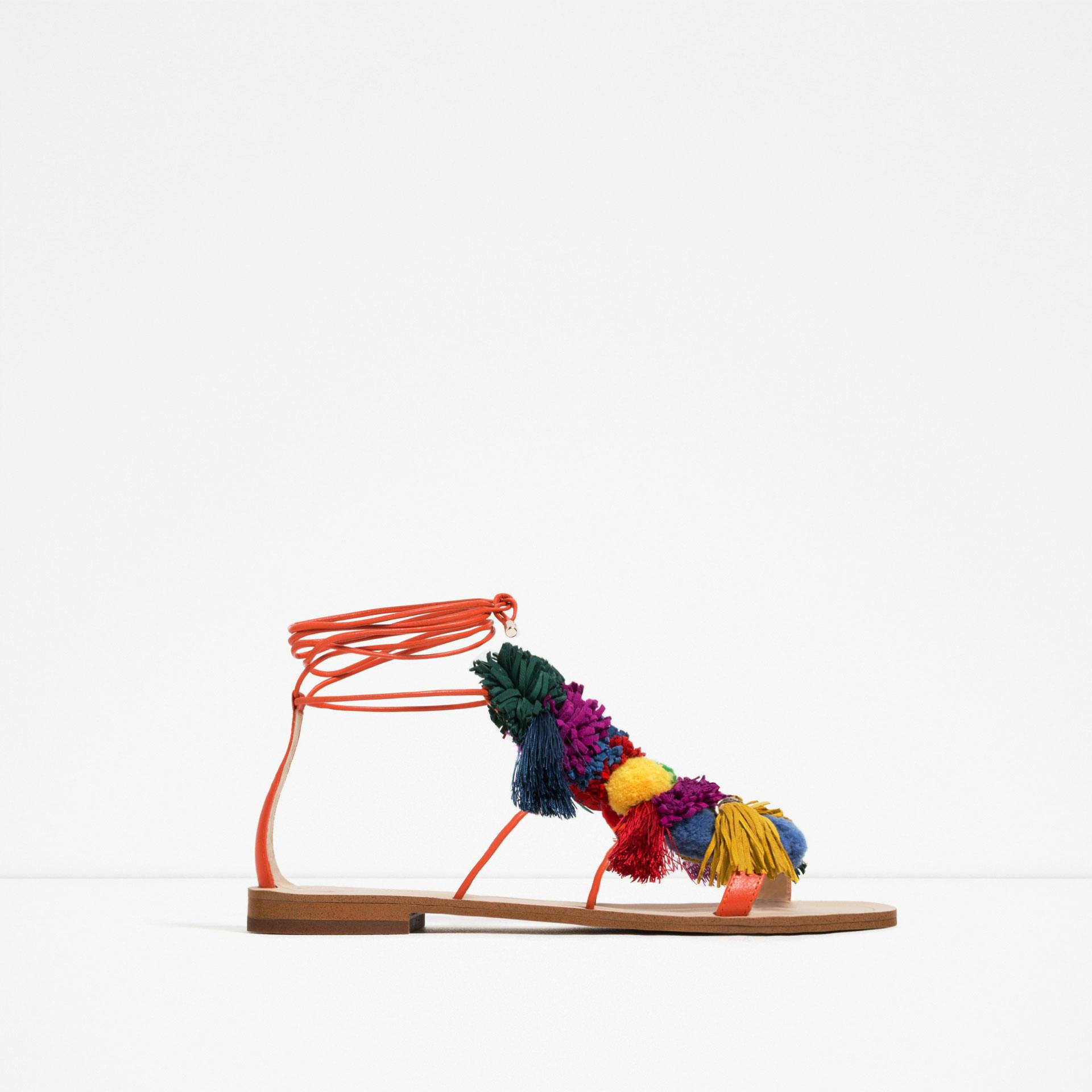 Pom pom sandals online zara