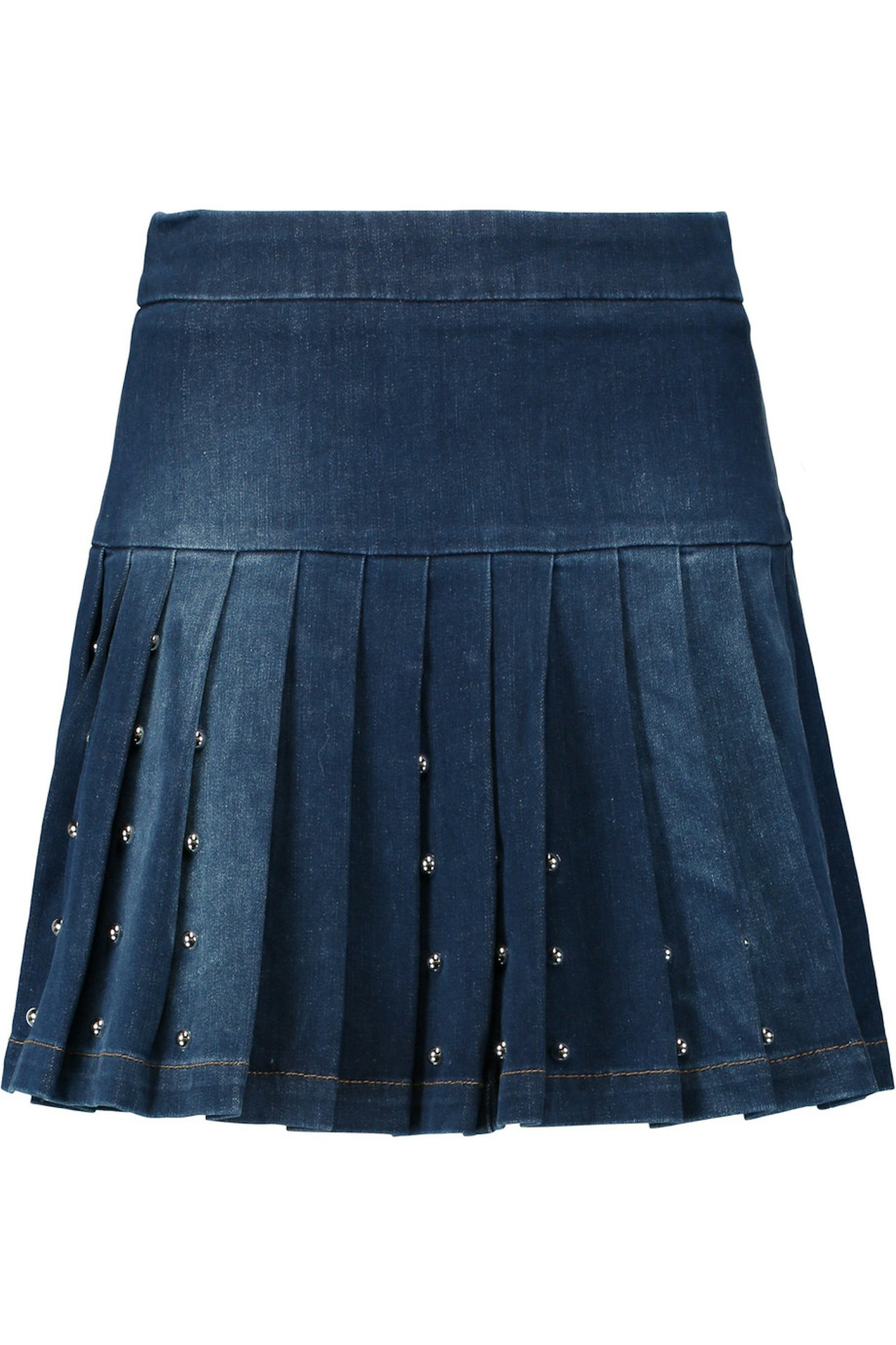 McQ Alexander McQueen Pleated studded stretch-denim mini skirt £180