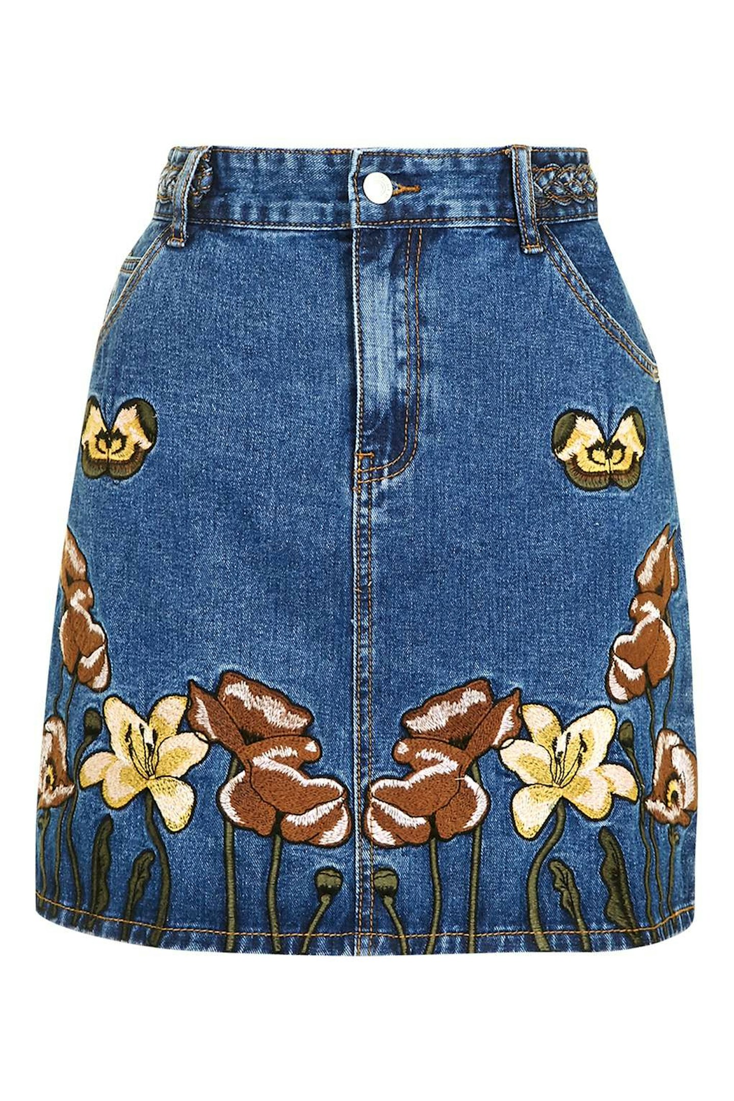 Topshop Embroidered Denim Skirt by Glamorous £26