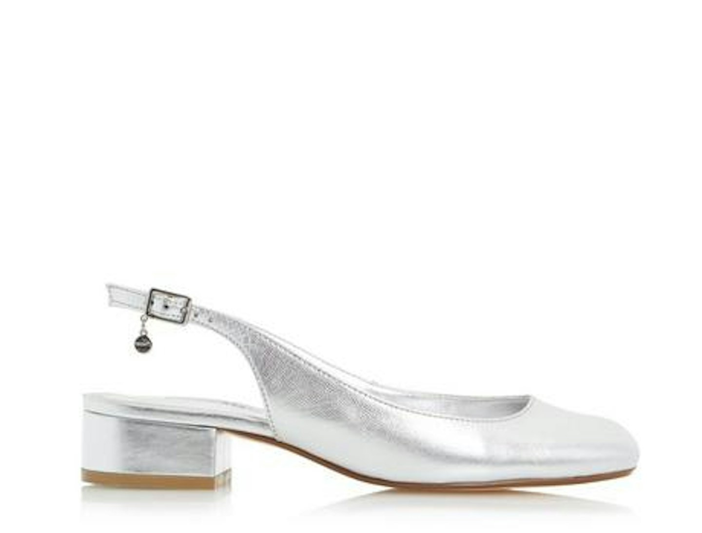 Dune Coco Silver Slingback Block Heel Court Shoe £42