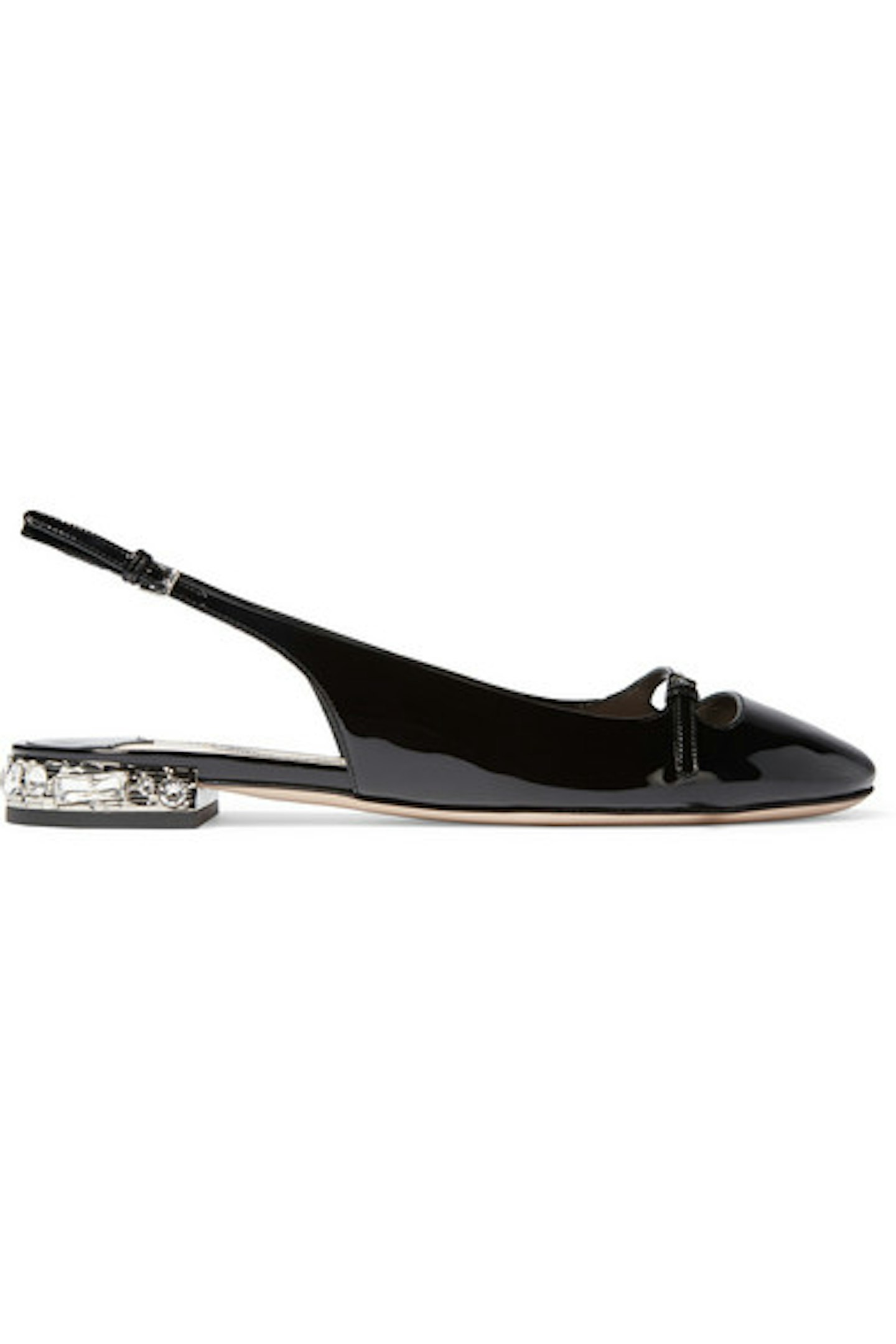 Miu Miu Crystal-embellished patent-leather Mary Jane flats £510