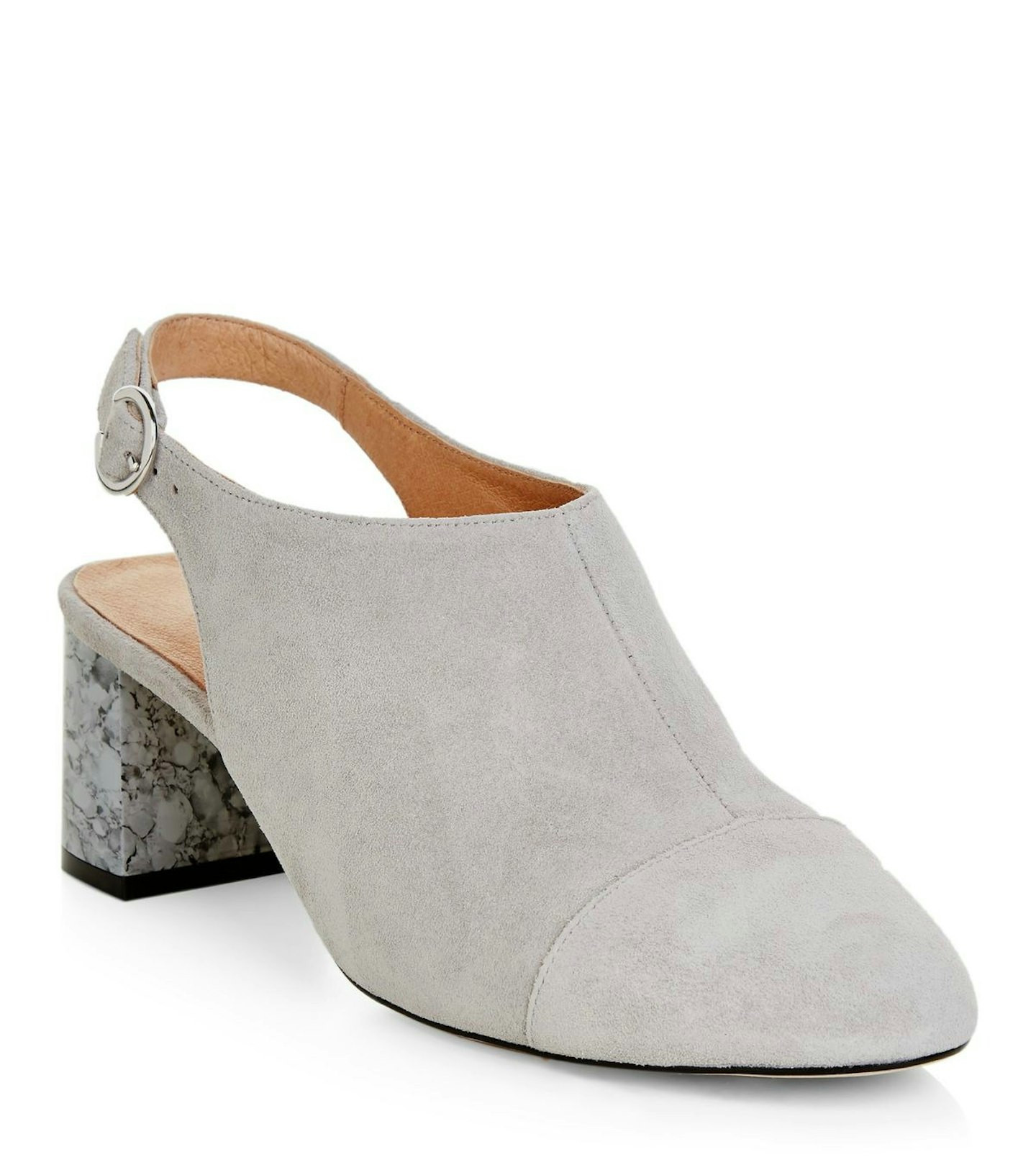 New Look Grey Premium Leather Sling Back Marble Block Heels £44.99