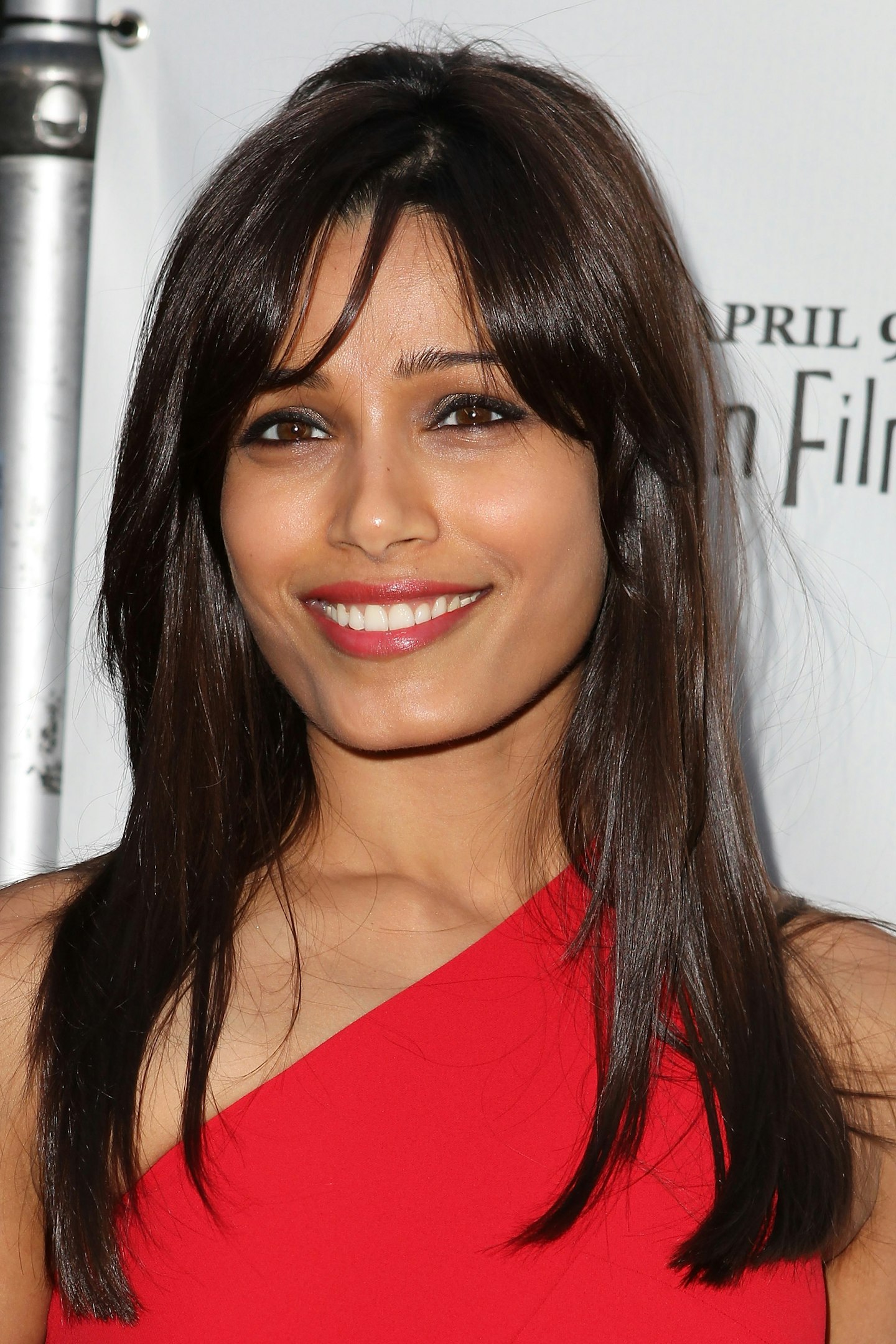 frida pinto long hair fringe bangs