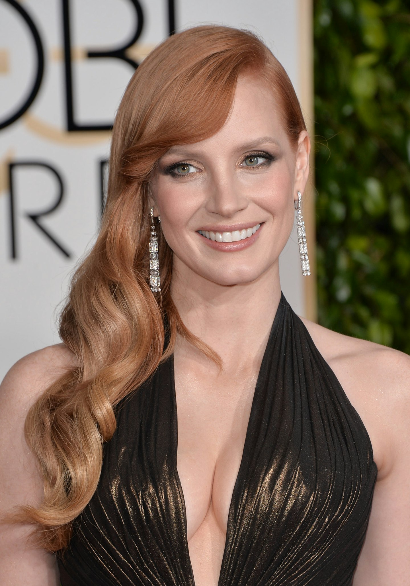 jessica chastain long hair fringe bangs