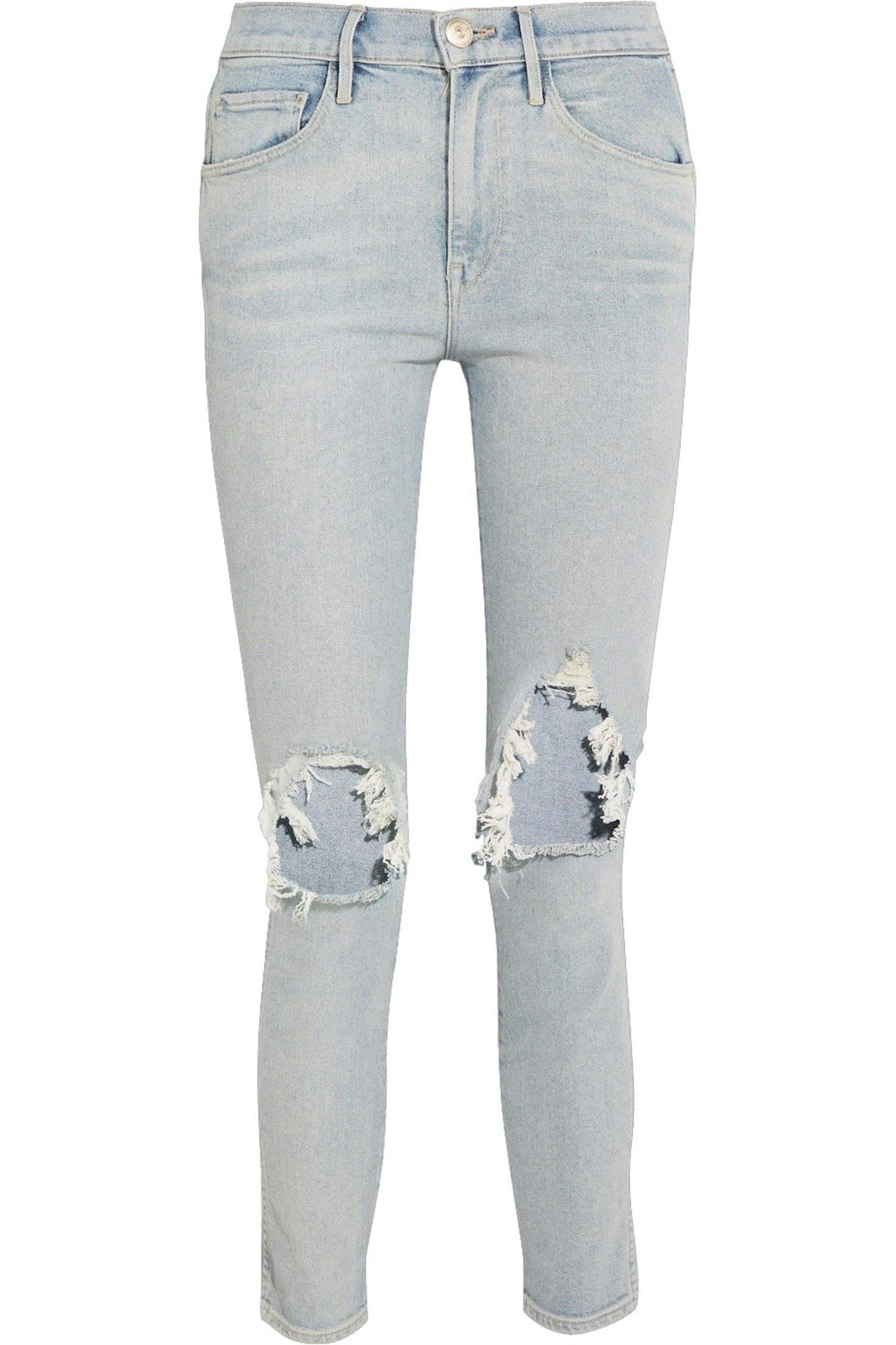 High rise distressed jeans