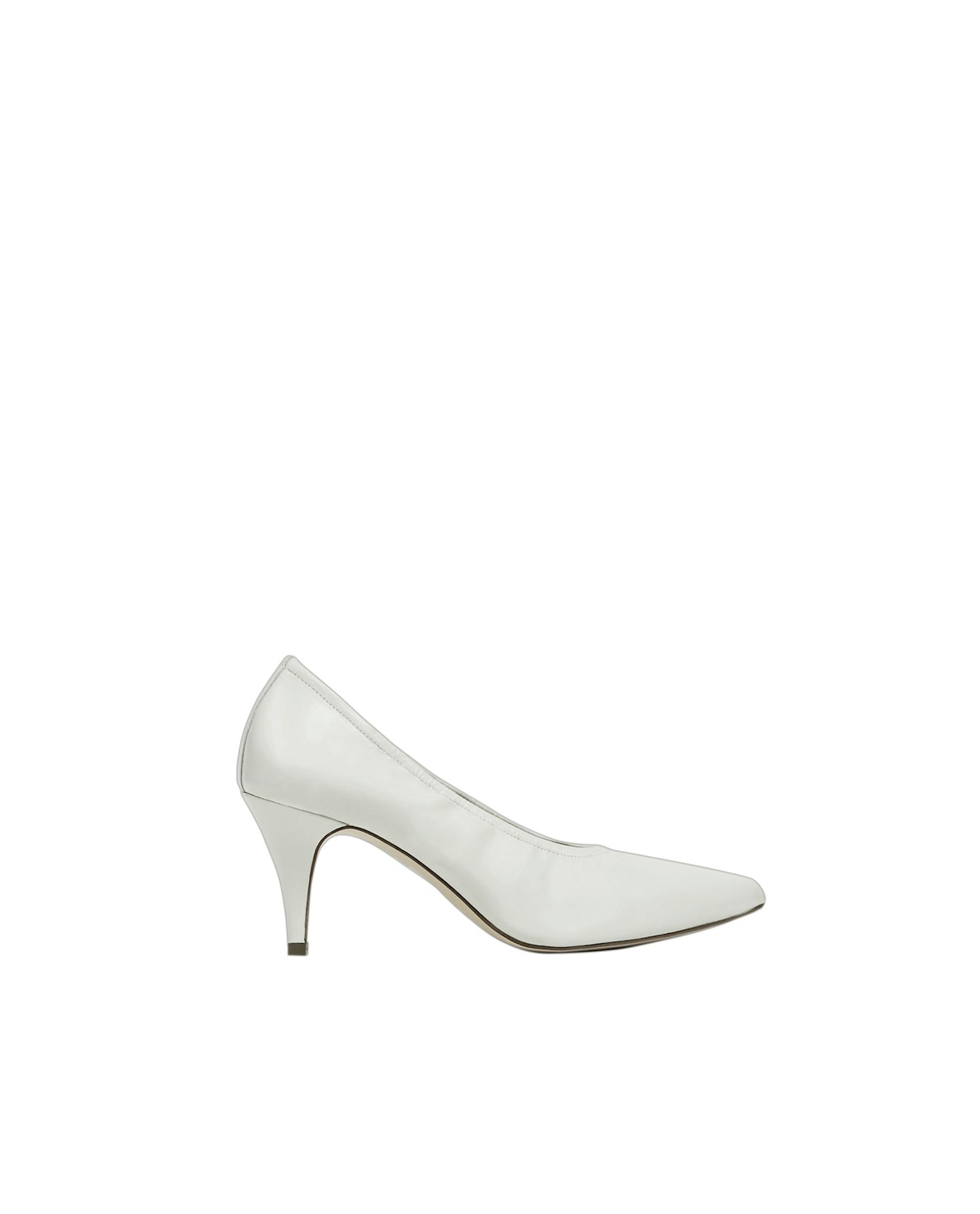 White leather mid-heel shoes
