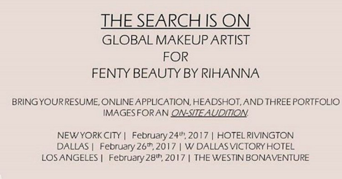 fenty beauty rihanna casting makeup artists