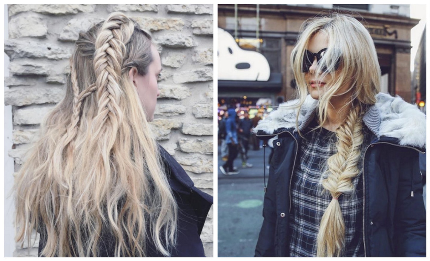 Two women with pancaking styled braids