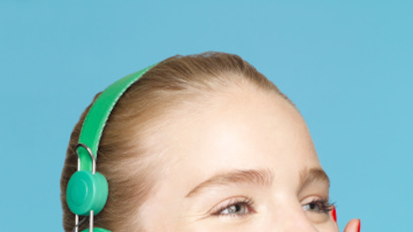 woman wearing headphones