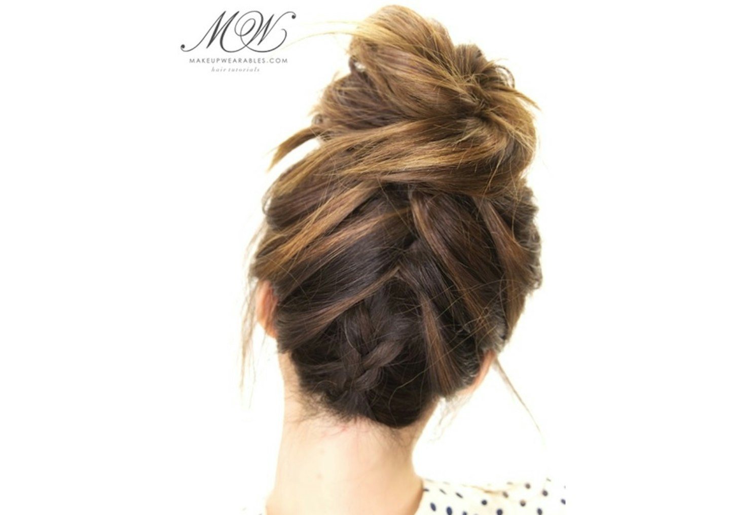 Tuxedo-messy-braid-bun-Makeup-wearables-Grazia-Pinterest-long-hair-updo-Pinterest-tutorial