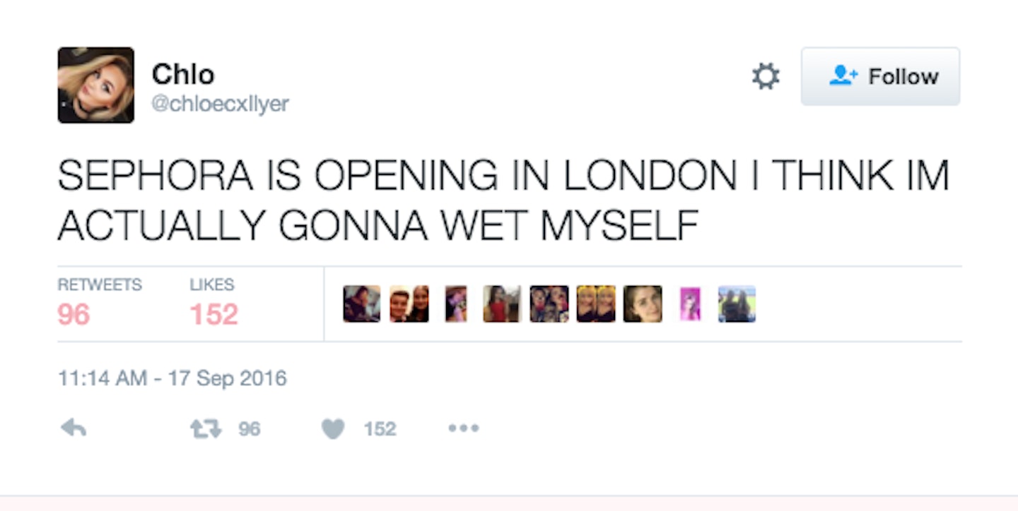 Sephora Tweet reactions to the UK store