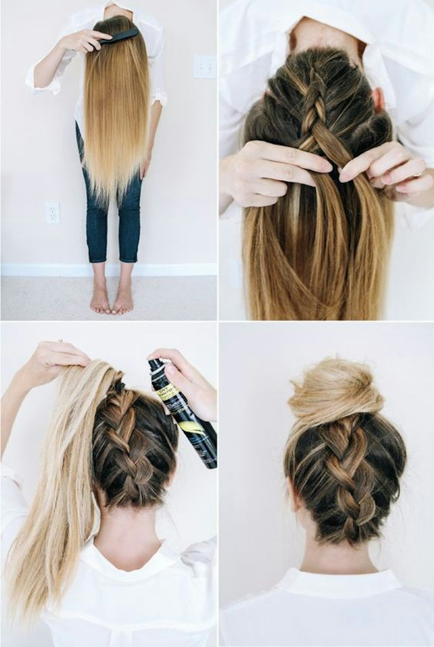 no-heat-hairstyle-french-braid-bun