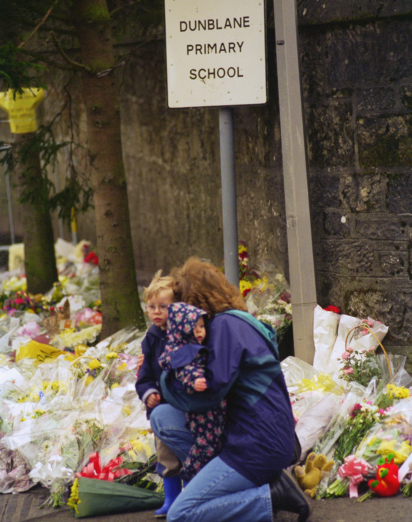 Flowers outside Dunblane Primary in 1996