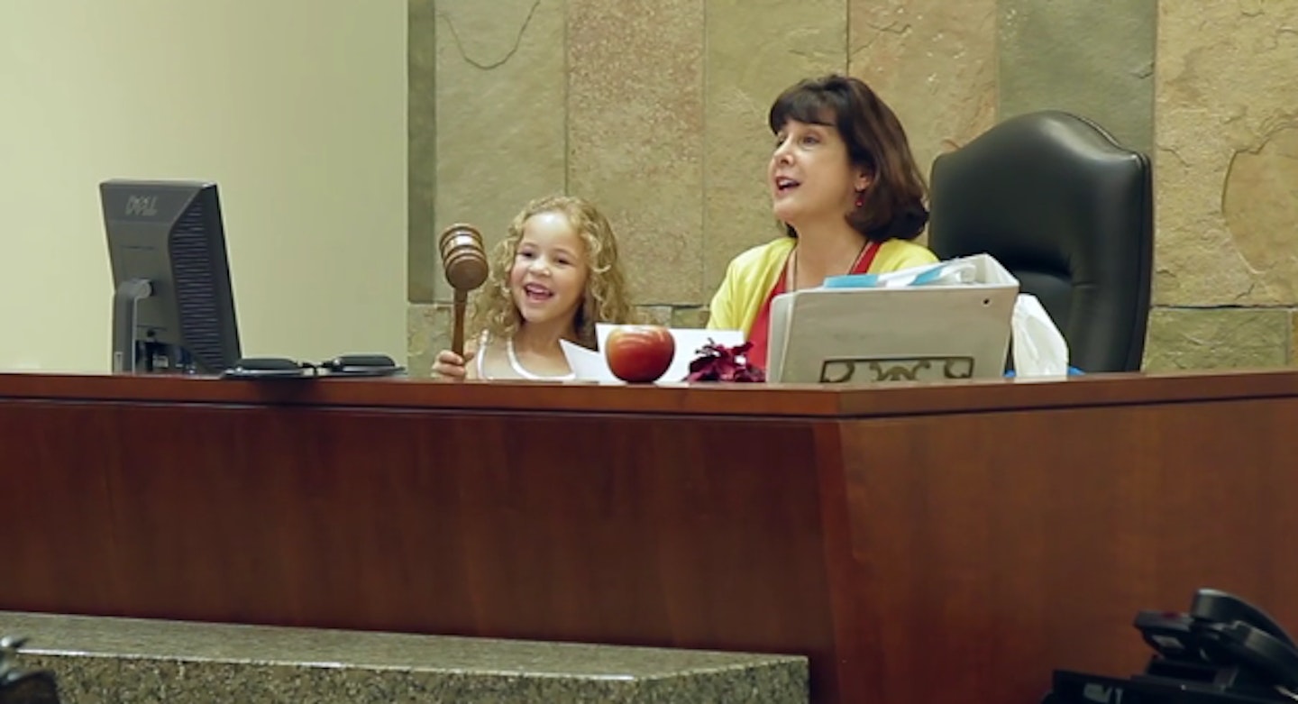 Little girl gets disney princesses at her adoption hearing