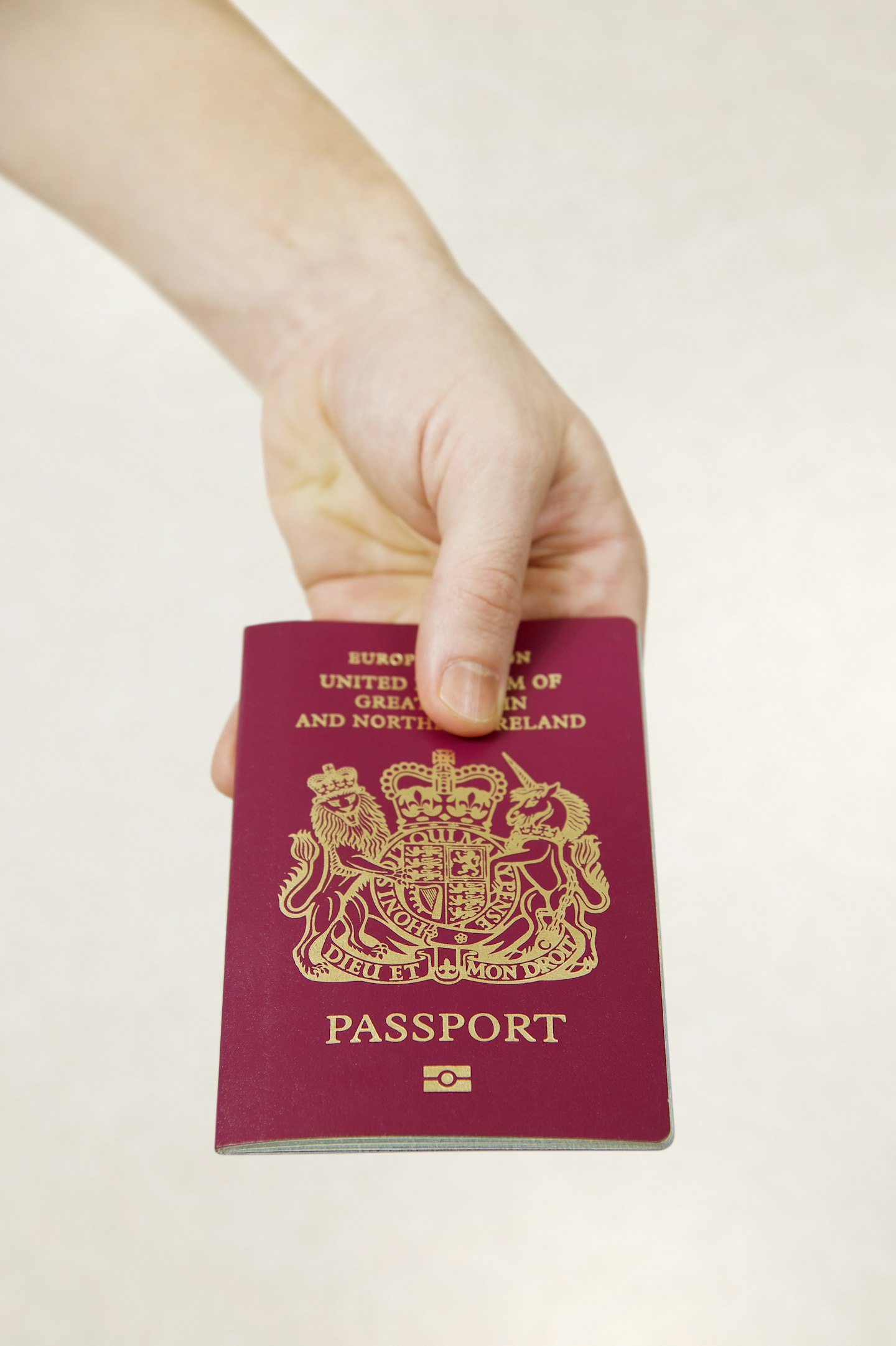 Hand holding ePassport