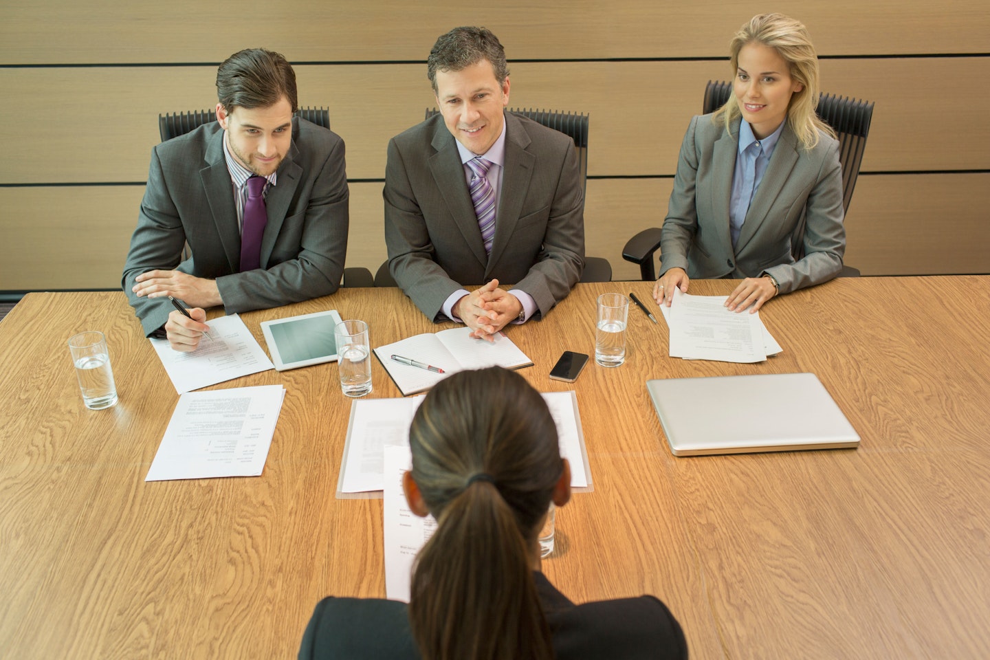 A woman in an interview
