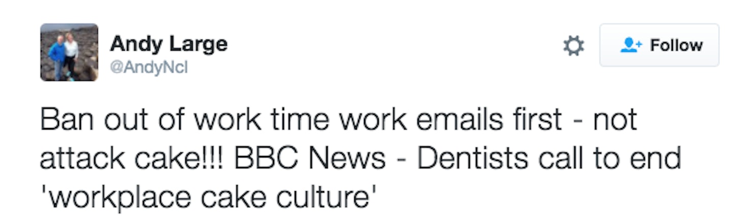 dentist cake culture ban tweets