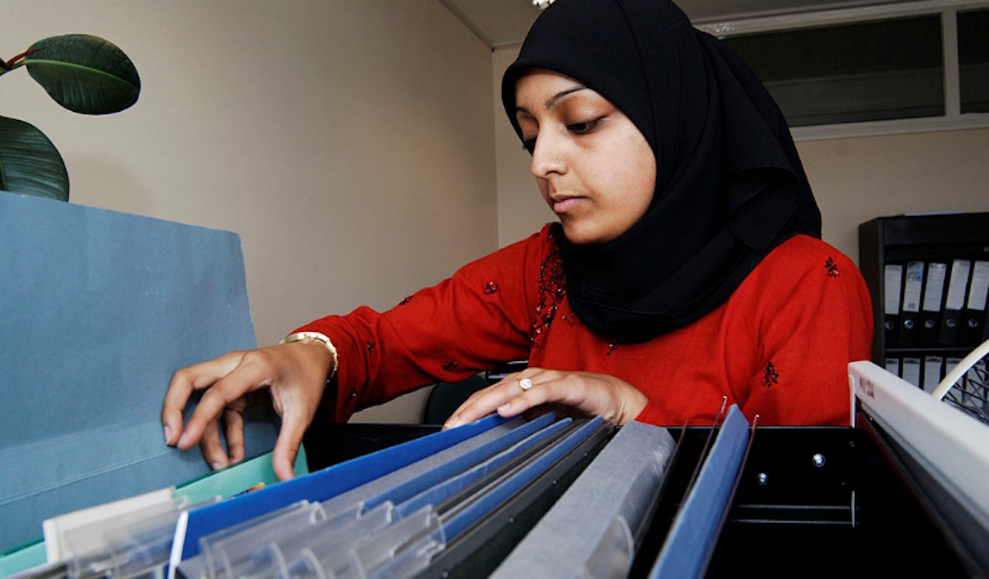 An office worker in Bradford, Yorkshire