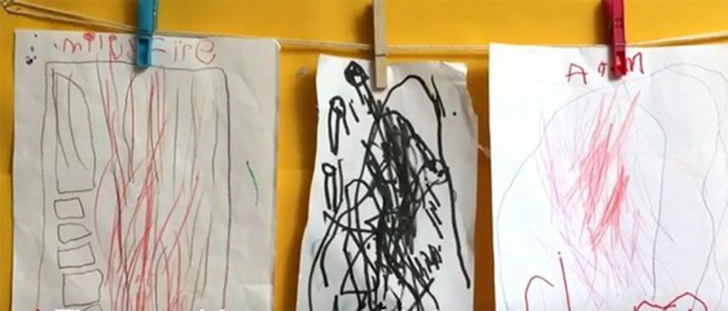 nursery-children-draw-pictures-grenfell-tower-fire