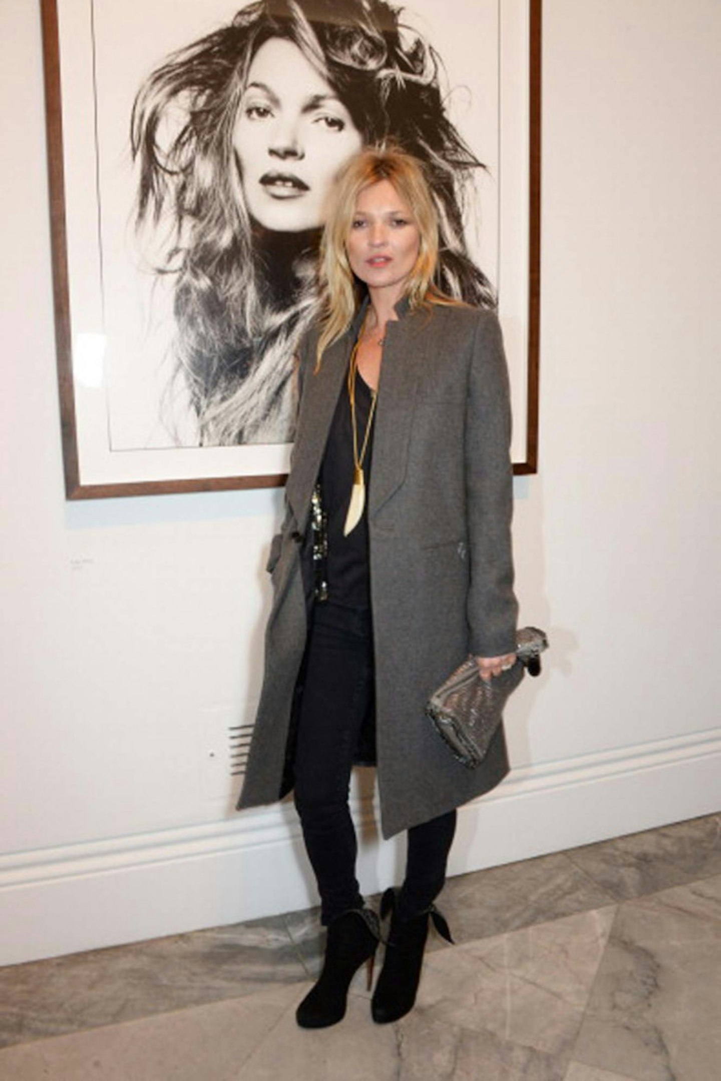 Kate Moss attends a private view of Bailey's Stardust, a exhibition of images by David Bailey supported by Hugo Boss, at the National Portrait Gallery, 3 February 2014