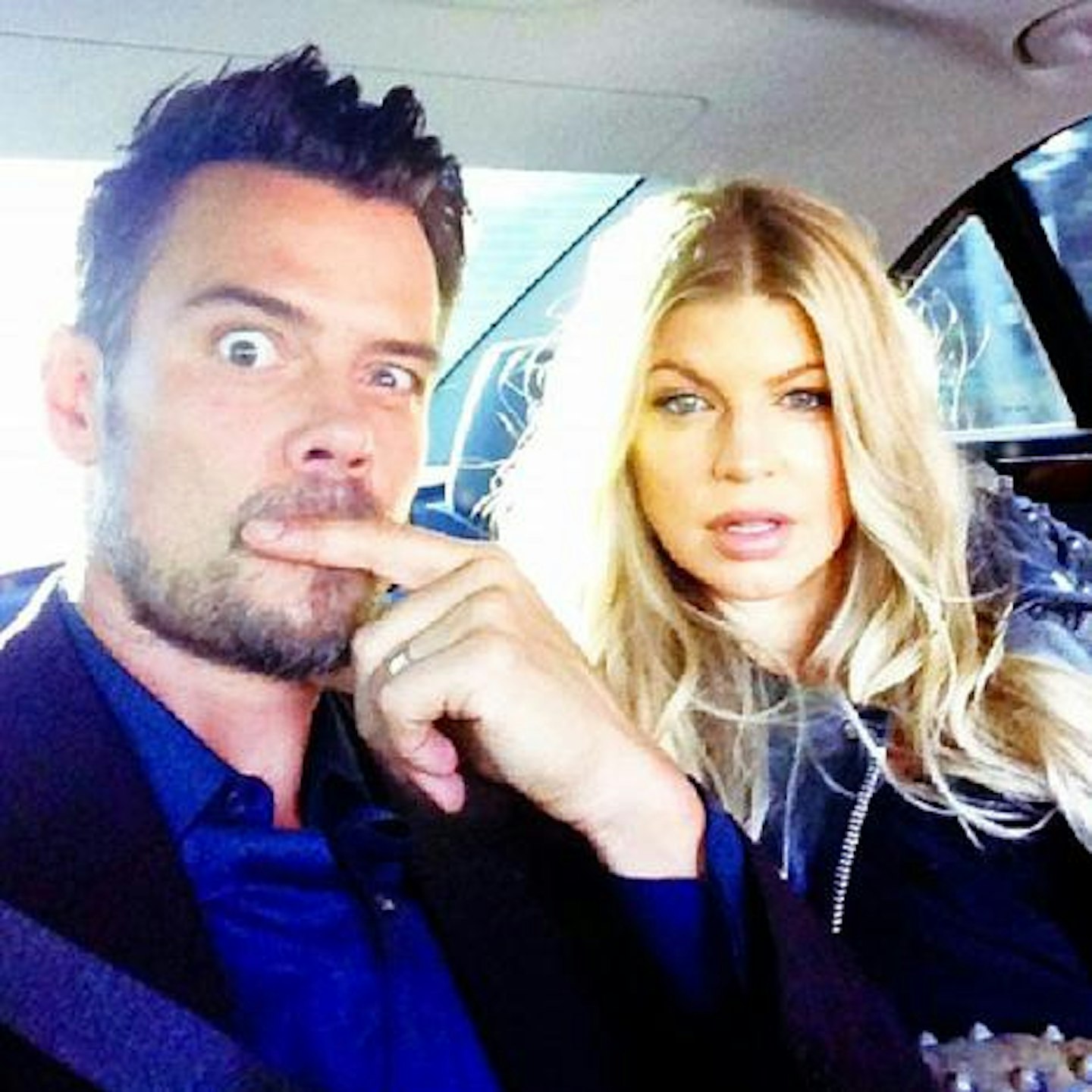 pre-baby jitters? Parents-to-be Fergie and Josh in a recent Twitter snap