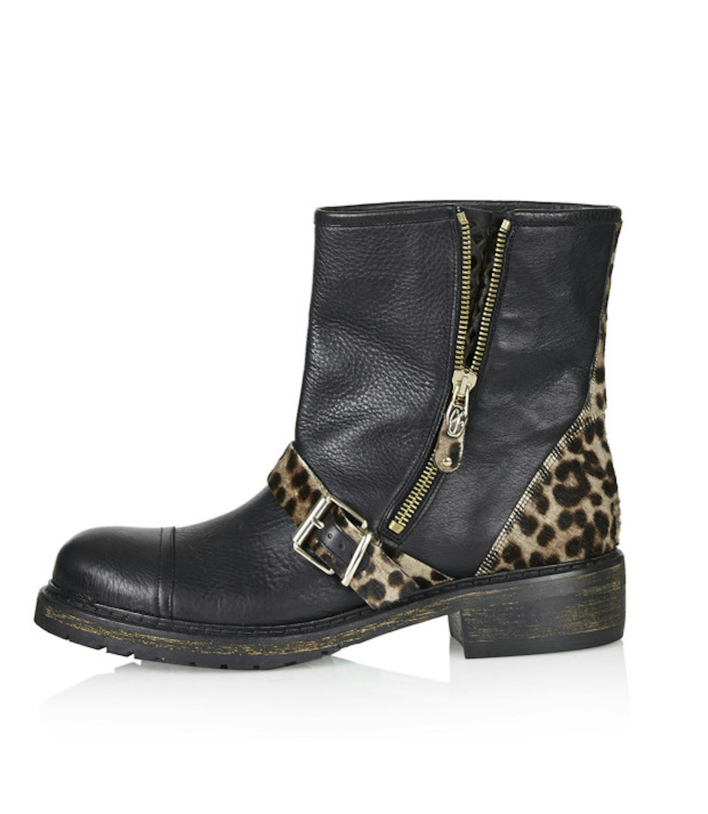 Leopard biker boots