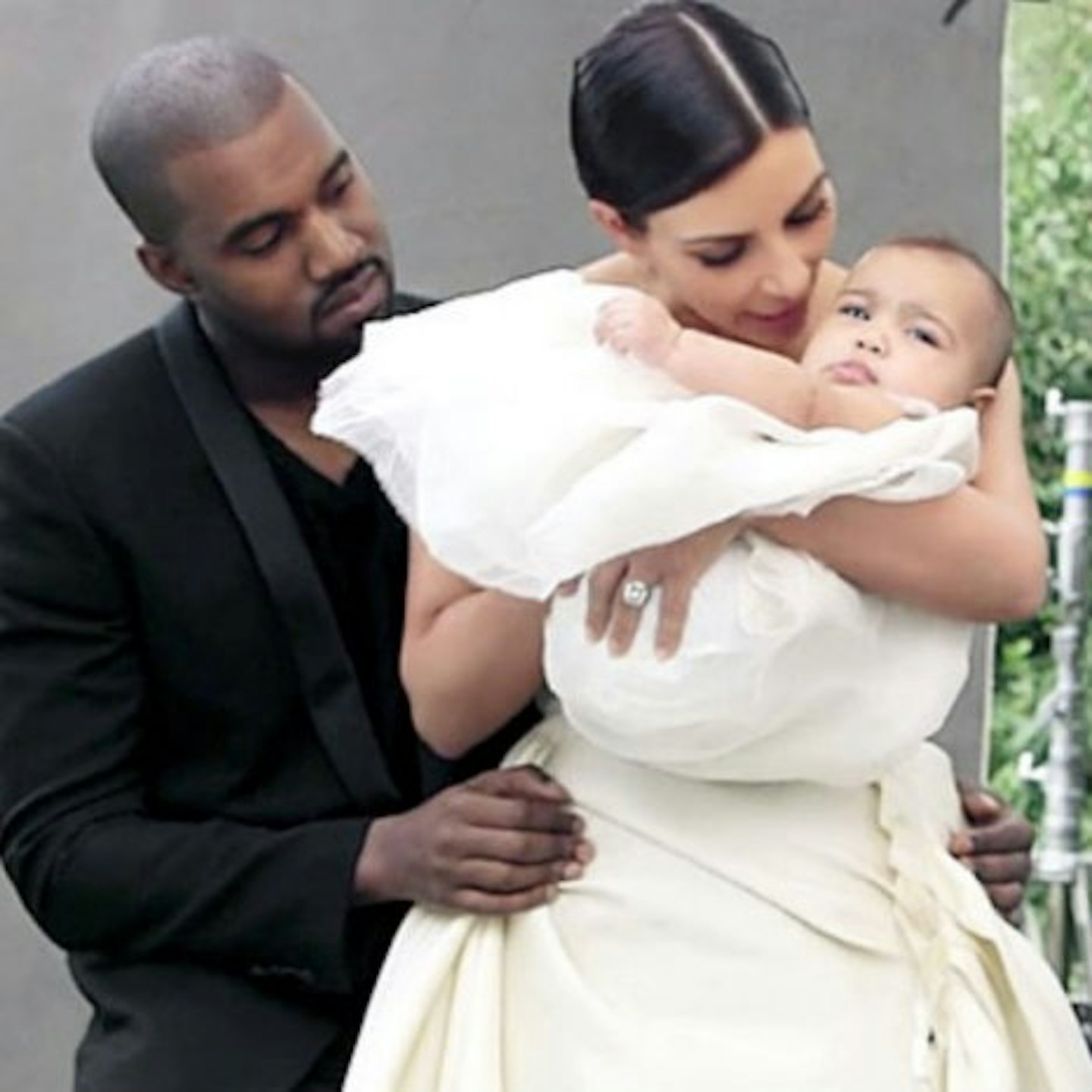 The couple wore wedding themed attire