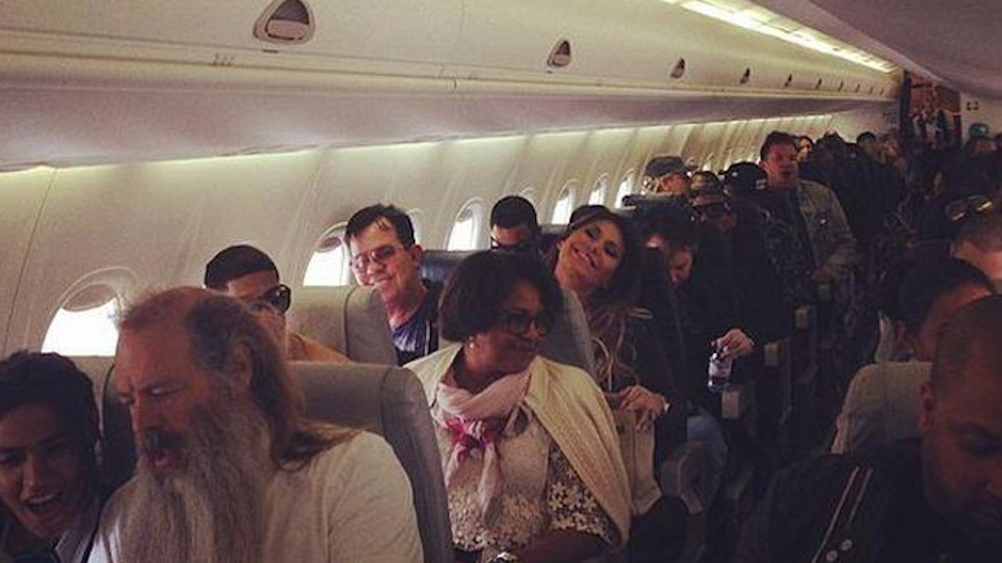 The cake didn't survive the plane ride to Florence (reportedly taken from inside the guests' plane)