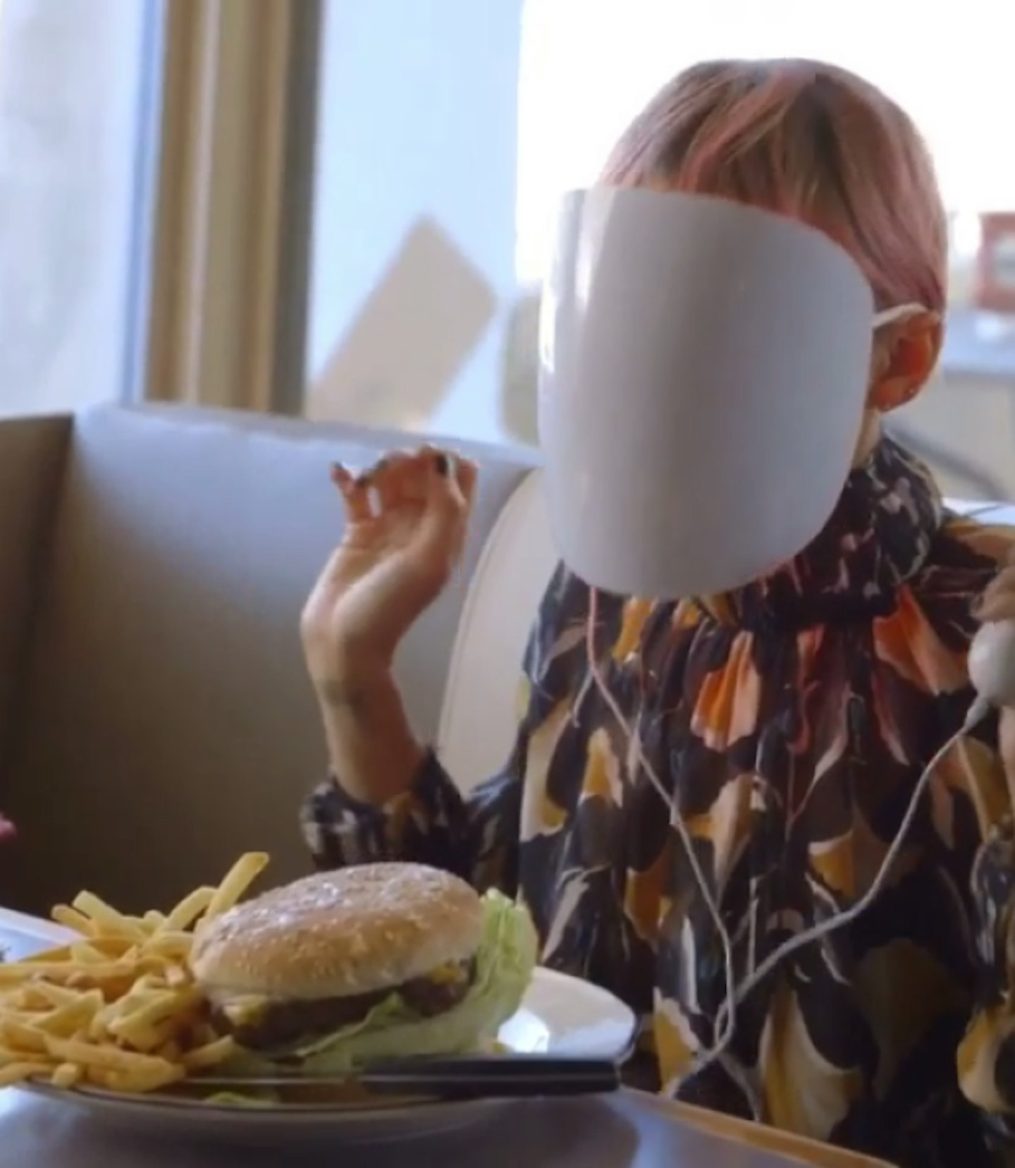 The time you ate burger and chips with a weird mask on...