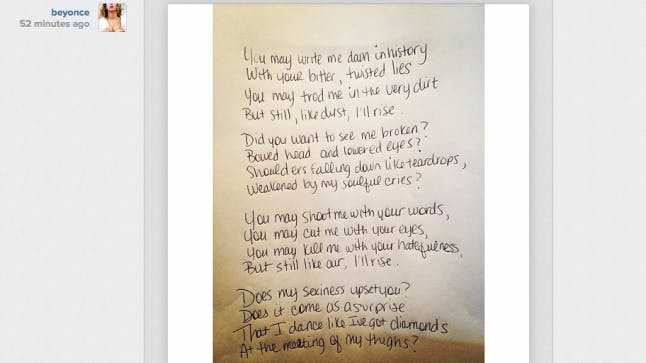 Beyonce pays tribute to the late Maya Angelou quoting the author’s ...