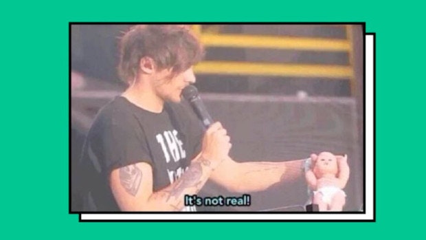 Louis Tomlinson throws baby doll off stage in video after Briana