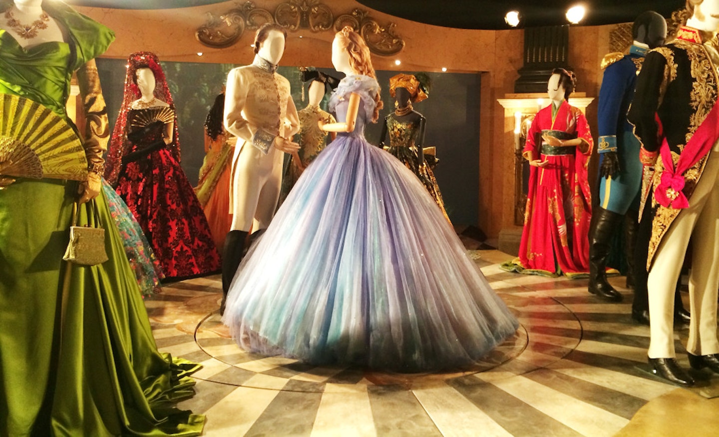 The costumes from the forthcoming Cinderella movie on display at the exhibition in Berlin