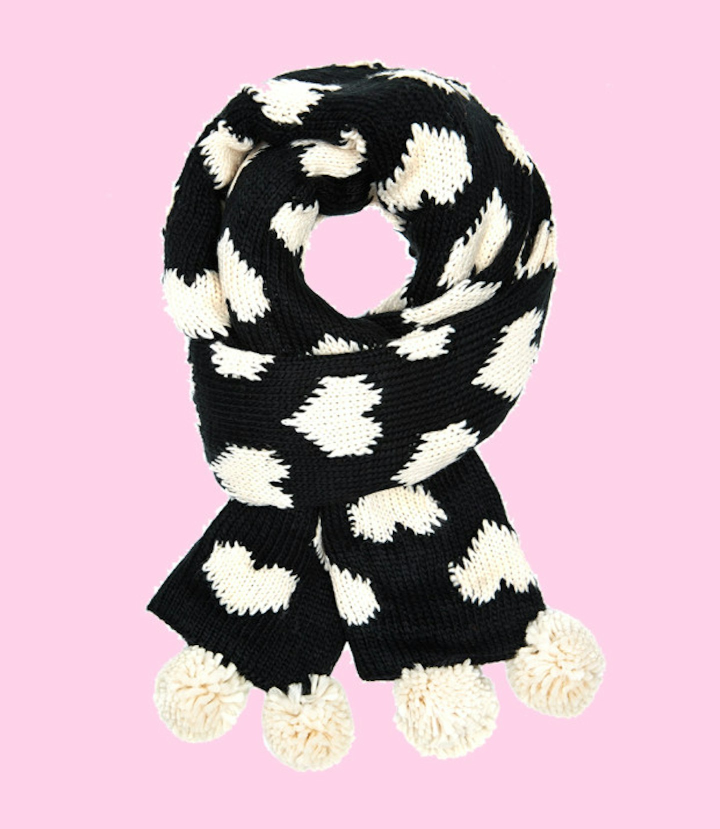 Woolly bobble heart scarf