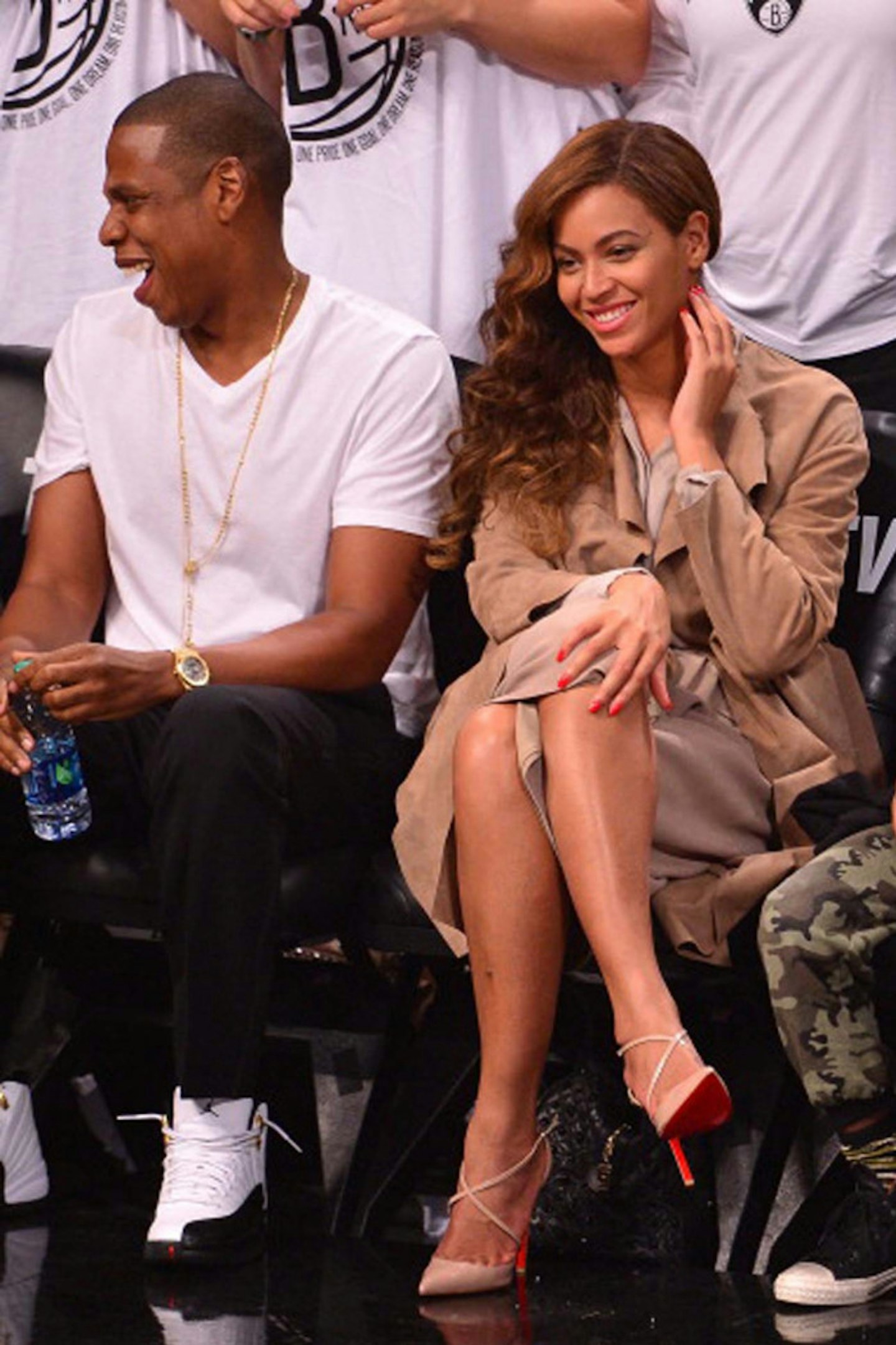 Beyoncu00e9 Knowles and husband Jay Z attend the Miami Heat vs Brooklyn Nets playoff game in New York, 10 May 2014