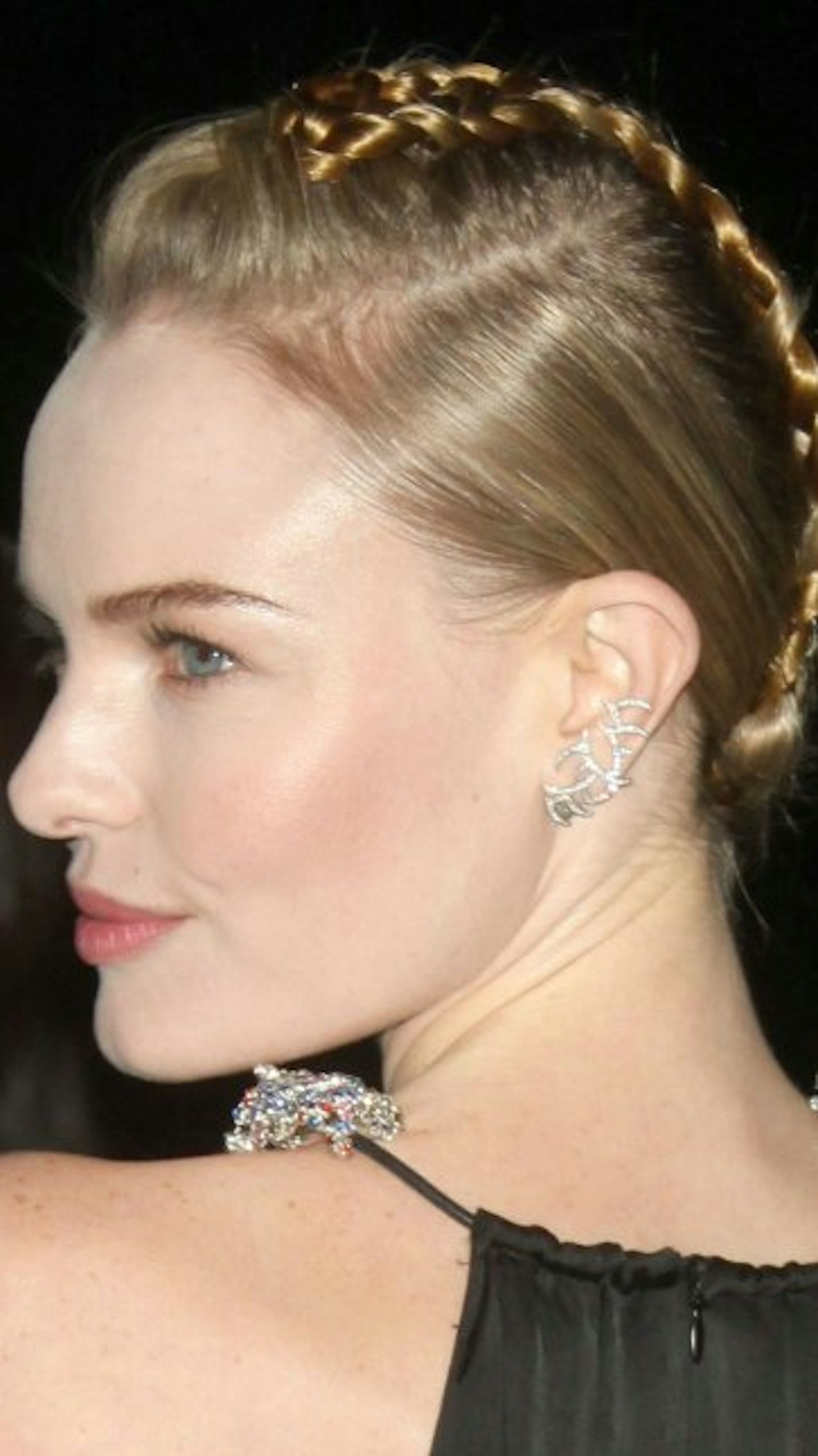Kate added a touch of sparkle to her braided do last month