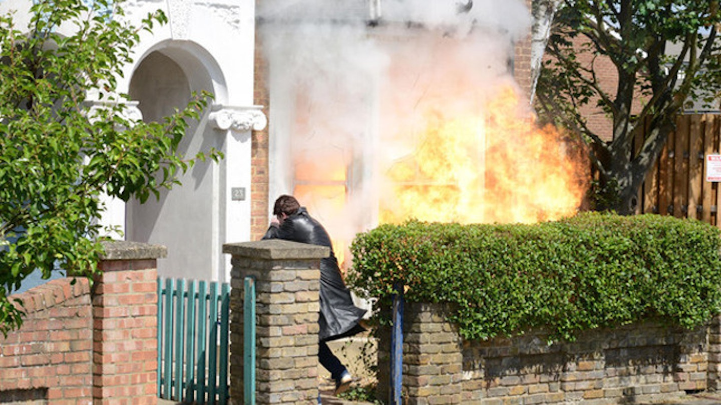 Realising Kat was still inside, Alfie rushed in to save her