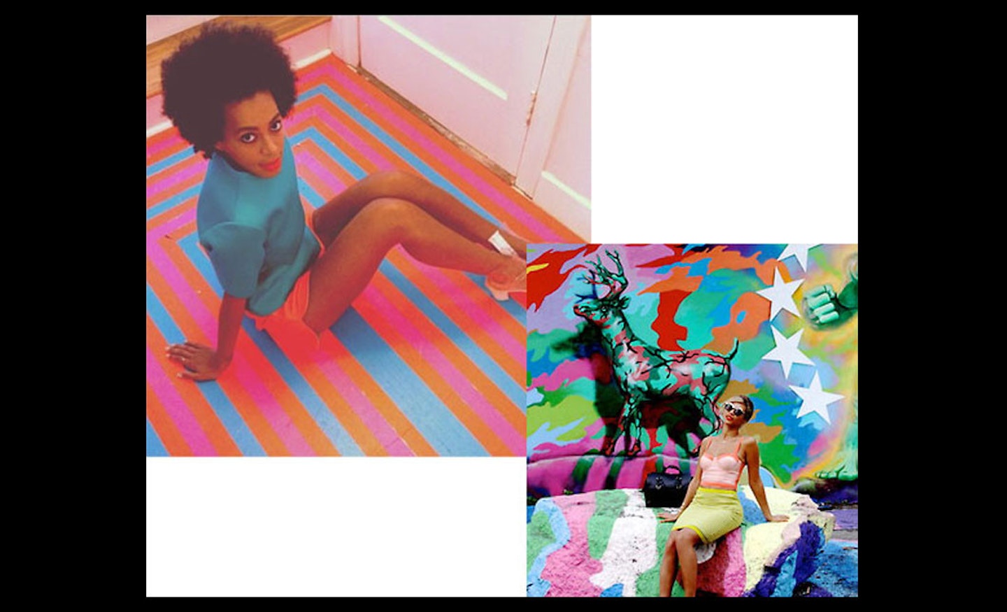 Block colour separates and artsy backdrops? It's a Knowles sister insta-formula