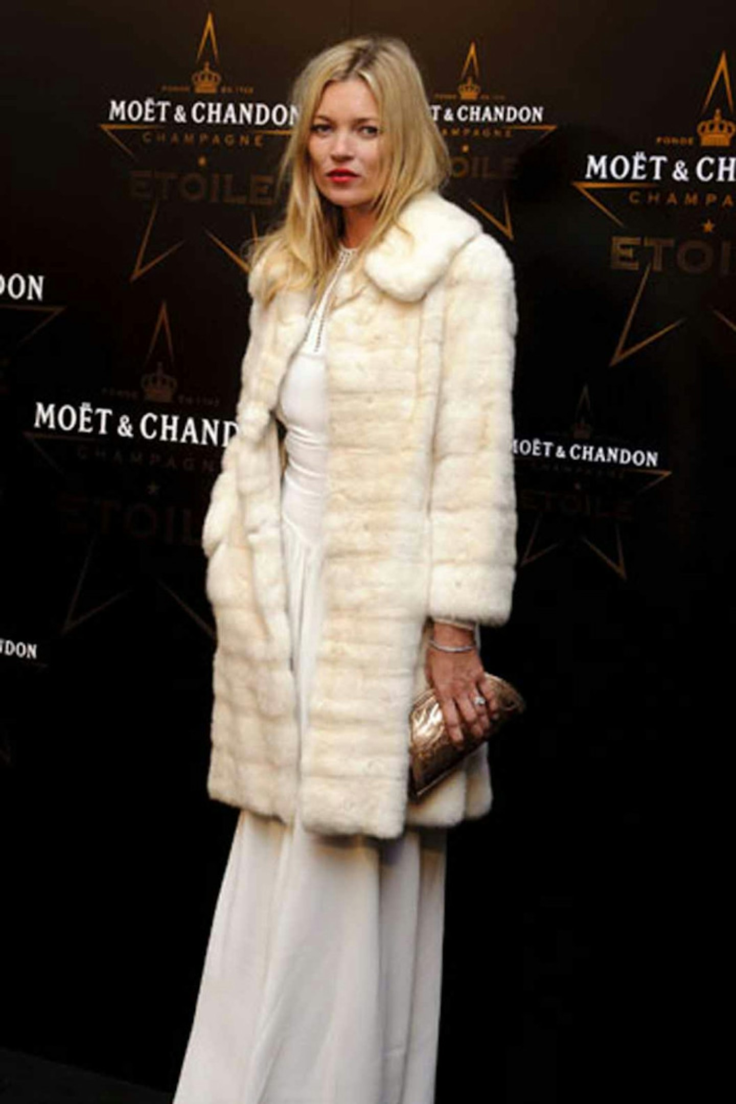 36Kate Moss style fur coat moet and chandon etoile awards