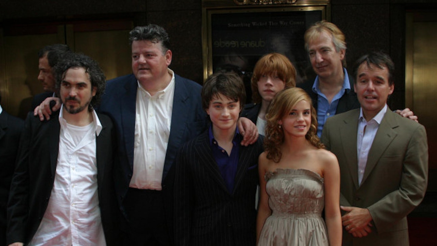 Robbie Coltrane with the other Harry Potter stars in 2004