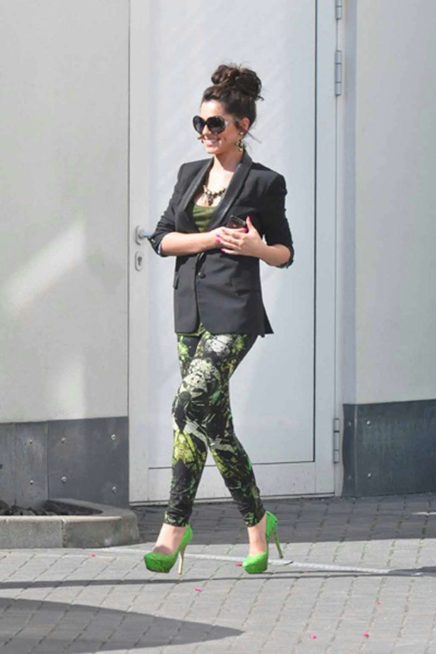 Cheryl Cole style 2012 blazer green print leggings