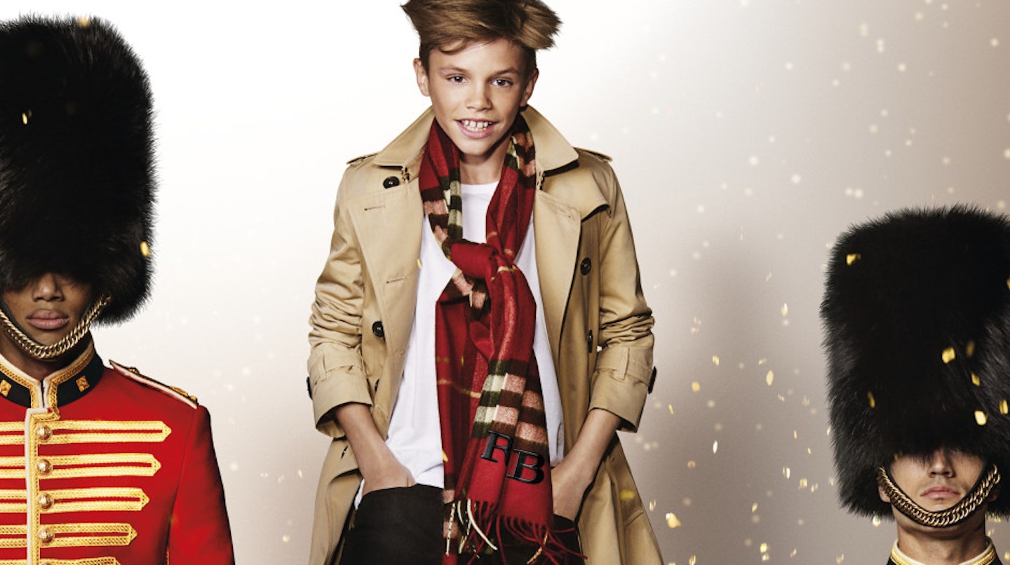 Romeo Beckham in the Burberry Festive Campaign shot by Mario Testino