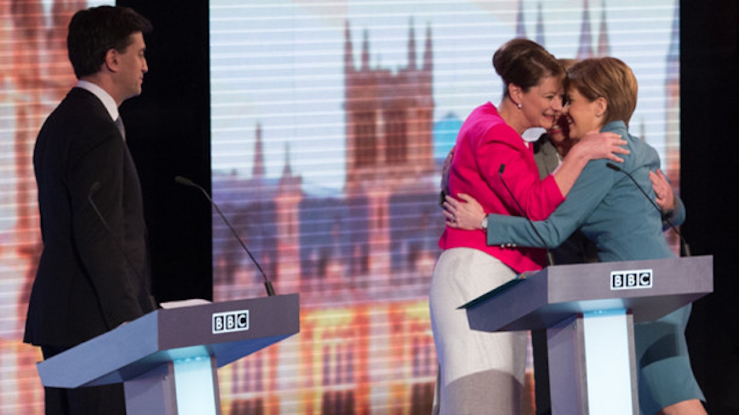 Miliband Left Out Of All-Woman Huddle At Leaders Debate