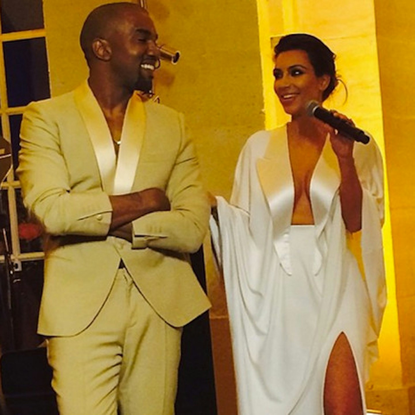 Kim and Kanye at their pre-wedding dinner last night