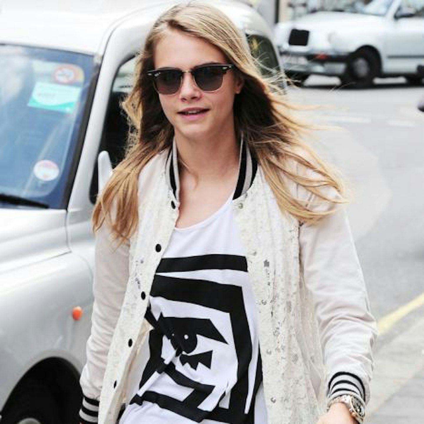 Cara pictured leaving a salon in London last week