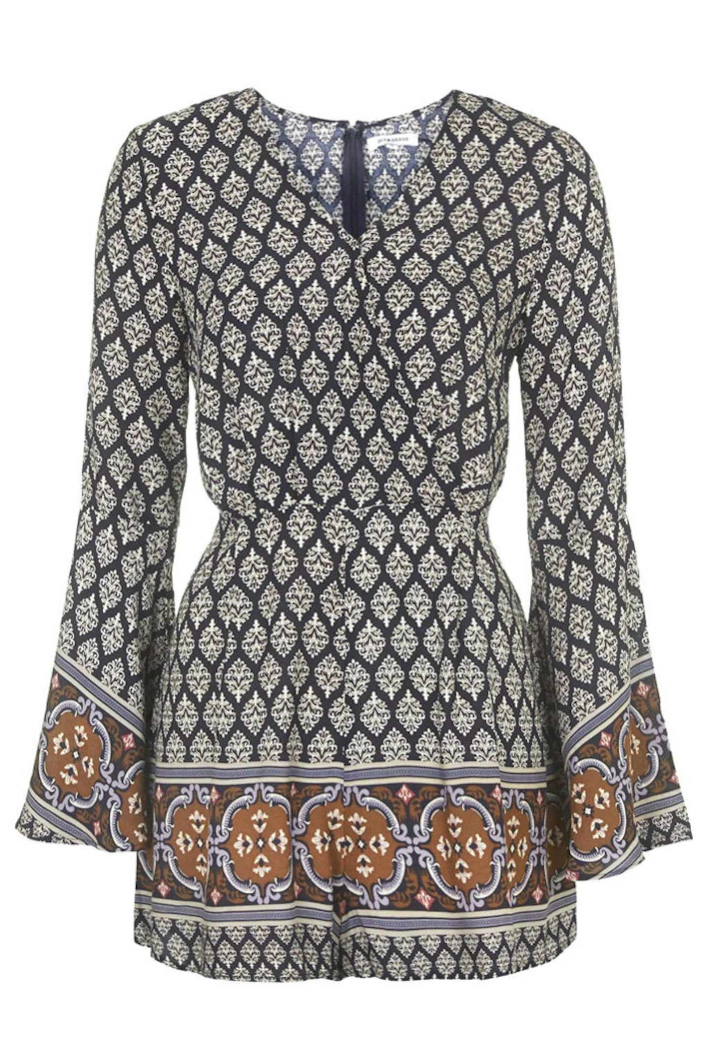 Why not add a knee high pair of gladiator to add a modern feel to this boho inspired playsuit.