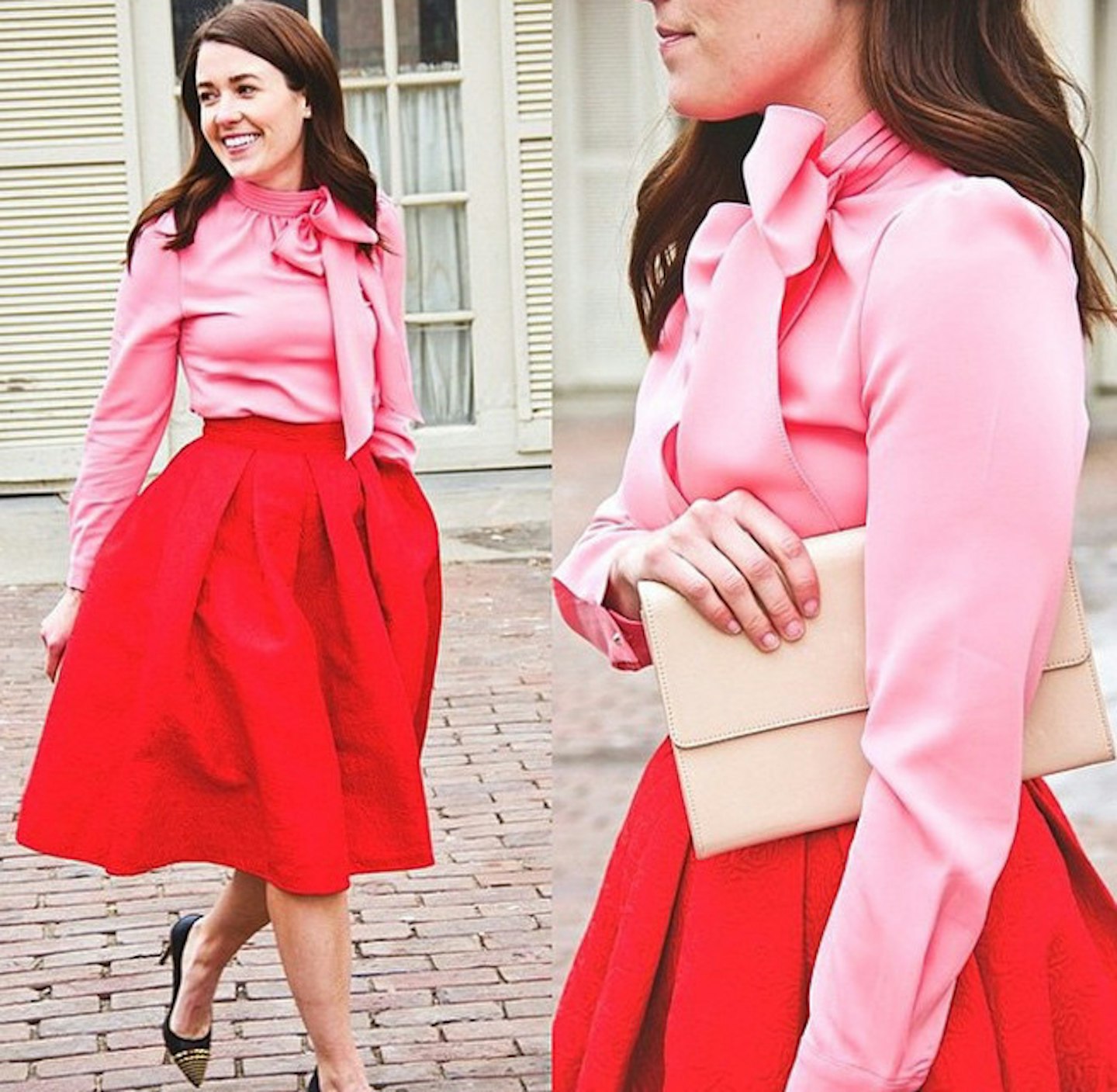chic alert  Red outfit, Colour blocking fashion, Pink outfits