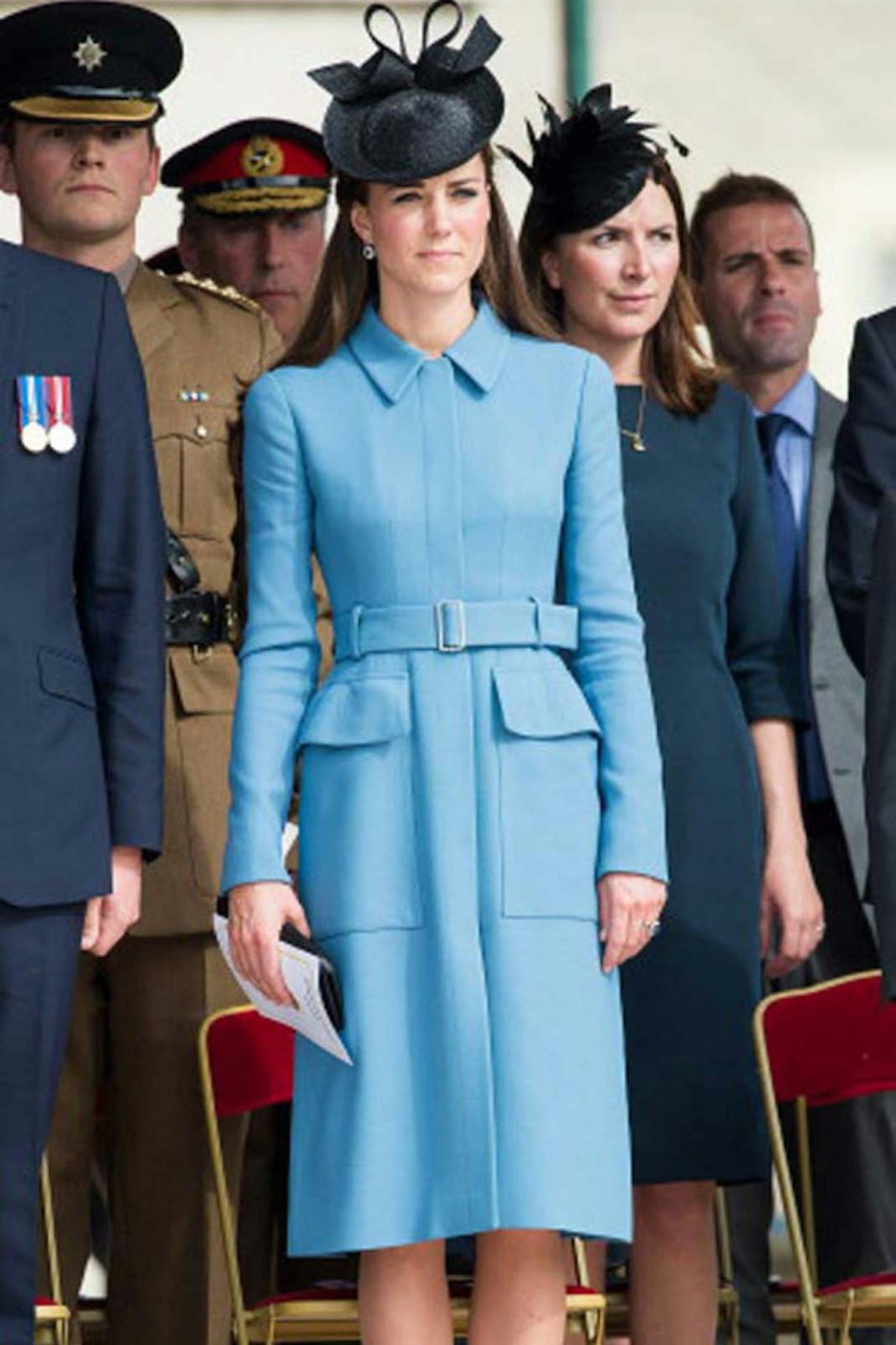 Kate Middleton wears Alexander McQueen at a service during the D-Day 70 Commemorations, 6 June 2014