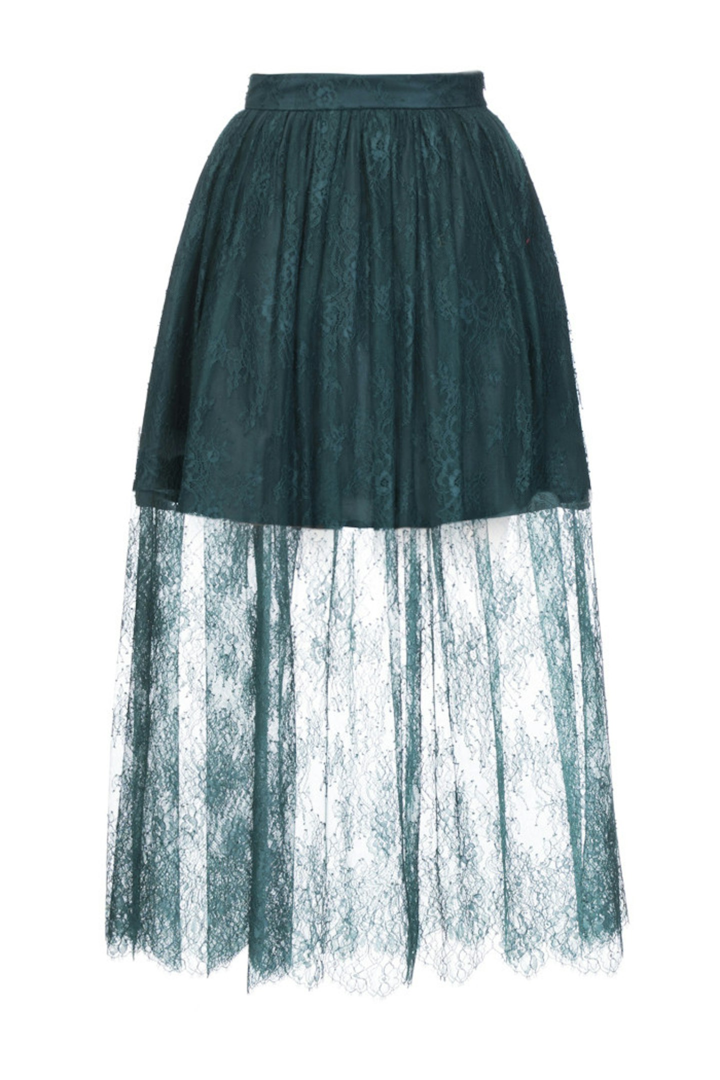 We love the jewel color and sheer overlay of this Pinko skirt. Think punk princess with attitude.